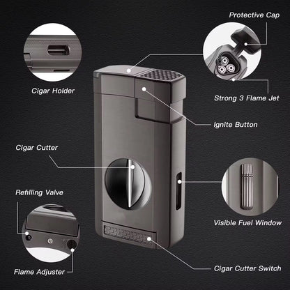 CIGAR LIGHTER - TRIPLE FLAME