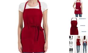 Red Halter Long Apron - TAL 2002-3
